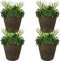 Sunnydaze 19.5-Inch Arabella Large Plant Pot - Polyresin Round Outdoor Planter with Drillable Drainage Holes - 4 Pack - Sable-Ruum Studio Home