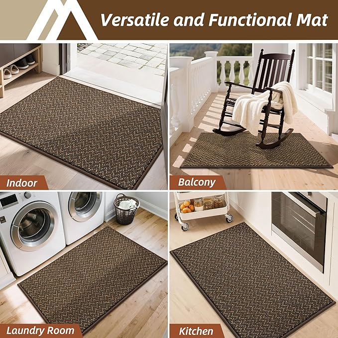 COSY HOMEER-Door-Mat 24"x36" Non Slip Absorbent Entryway Rugs Dirt Trapper Doormats Washable Entrance Mats Low Pile Welcome Floor Mat for Front Back Door and Entry Mats,Brown-Ruum Studio Home