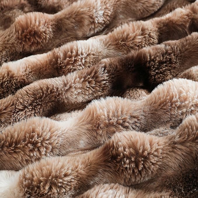 UKELER Plush Furry Throw Blanket Large Super Soft Fluffy Blankets Throws for Bed, Couch, Sofa, Office, Camping Plush Shaggy Faux Fur Blanket 60''x80'' Brown-Ruum Studio Home