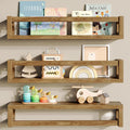 Upgraded Thick Floating Shelves - Multi-Use Wall-Mounted Bookshelves for Kids and Nursery, Ideal for Books, Toys, Spice Rack, Decor - Walnut Brown-Ruum Studio Home