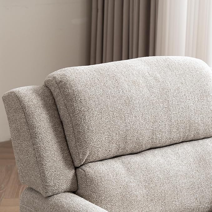 Kidol & Shellder Oatmeal Oversized Accent Chair for Living Room Mid Century Modern Reading Chair with Back Wide Upholstered Comfy Single Sofa Chair Bedroom Lounge Side Corner Boucle Fabric Armchair-Ruum Studio Home