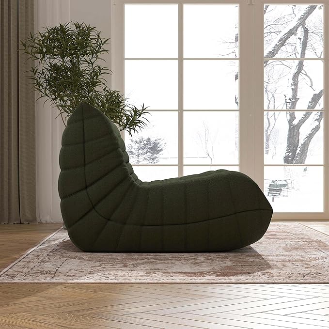 Bean Bag Chair, Fireside Chair Bean Bag Sofa Large Bean Bag Chair for Adults, Bean Bag Chairs for Teens with High Density Comfortable Foam, Memory Foam Bean Bag for Living Room, Bedroom (Green)-Ruum Studio Home