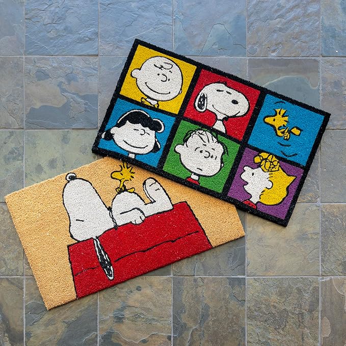 Gertmenian Peanuts Snoopy Coir Doormat - 2x3 Welcome Mat (2-Pack), Ideal for High Traffic Areas in Front Door, Garage, Entryway - House/Peanut Patch, 80003-Ruum Studio Home