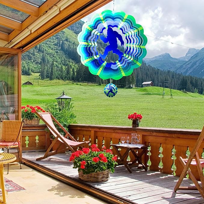 Bigfoot Gifts Sasquatch Yard Decor, for Dad Husband,12 inch Bigfoot 3D Hanging Wind Spinners Outdoor-Ruum Studio Home