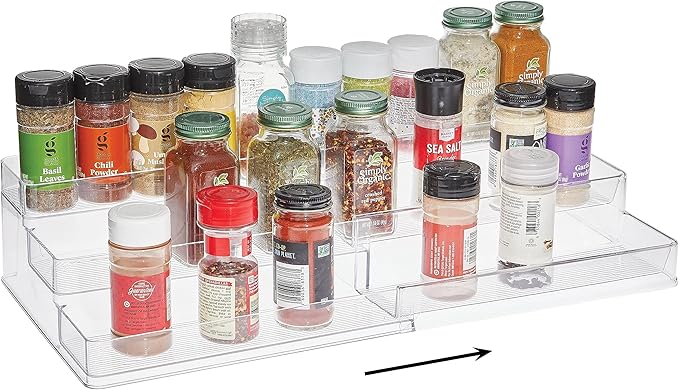 SIMPLEMADE 3-Tier Spice Rack Organizer - Versatile Storage Shelf for Kitchen, Bathroom, Bedroom & Office, Set of 1, Expandable Clear-Ruum Studio Home