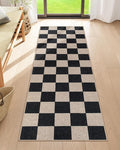Lahome Checkered Easy Jute Runner Rug, 2x6 Kitchen Runner Rug Non Slip Washable Outdoor Carpet for Entryway Indoor, Checkerboard Black Indoor Outdoor Carpet Runners for Hallway 6ft Entry-Ruum Studio Home