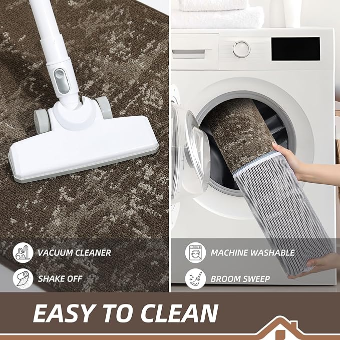 BEQHAUSE Dirt Trapper Door Mat 20"x32" Non-Slip Door Mats Washable Entryway Rugs Stain Resistant Doormat Absorbent Welcome Floor Mat for Front Back Door, Muddy Wet Shoes & Paws,Brown-Ruum Studio Home