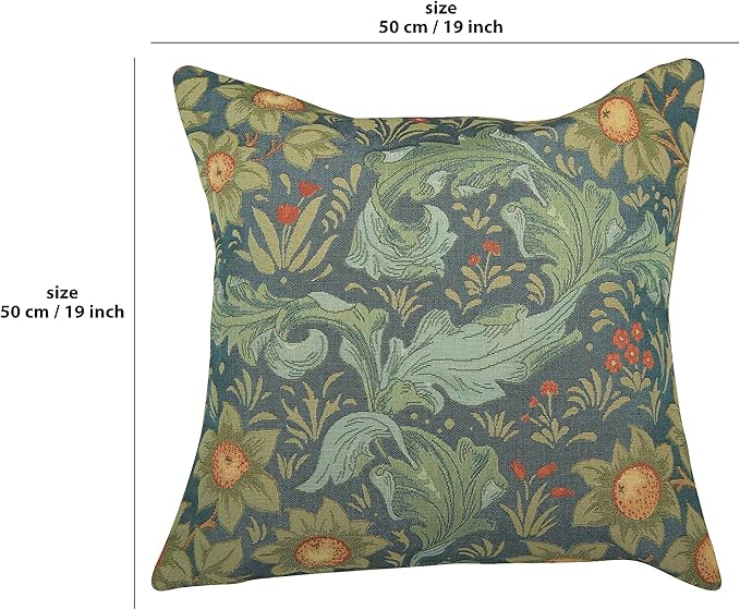 Charlotte Home Furnishings Decorative Tapestry Pillow Cover 19x19 in, Blue Tree Couch Throw Pillow Cover, French Country Square Cushion Cases for Living Room Home Decor, Soft Cotton Jacquard Woven-Ruum Studio Home