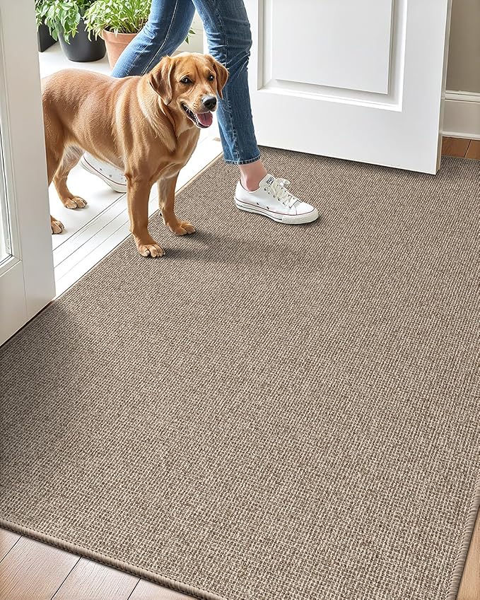 LUMI Indoor Door Mat 36"x56", Ultra Thin Low Profile Non-Slip Doormat for Home Entrance, Absorbent & Stain-Resistant Welcome Mats, Washable Entryway Mat for Front Door, Patio, Porch, Khaki-Ruum Studio Home