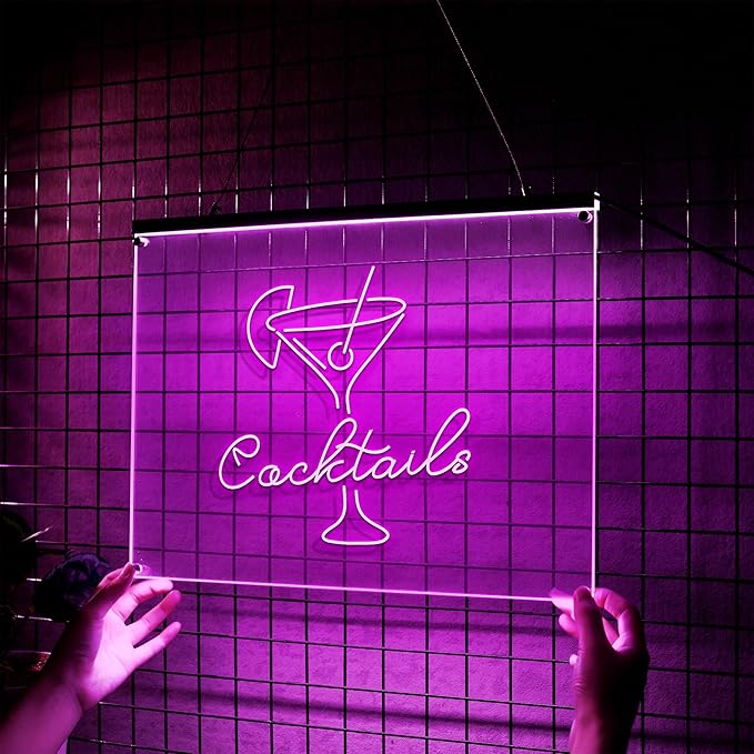 Personalized Beer O'Clock Neon Sign, Custom Wall Sign for Home Bar, Man Cave, Pub, Game Room, LED Beer Light Decor (Cocktail Bar)-Ruum Studio Home