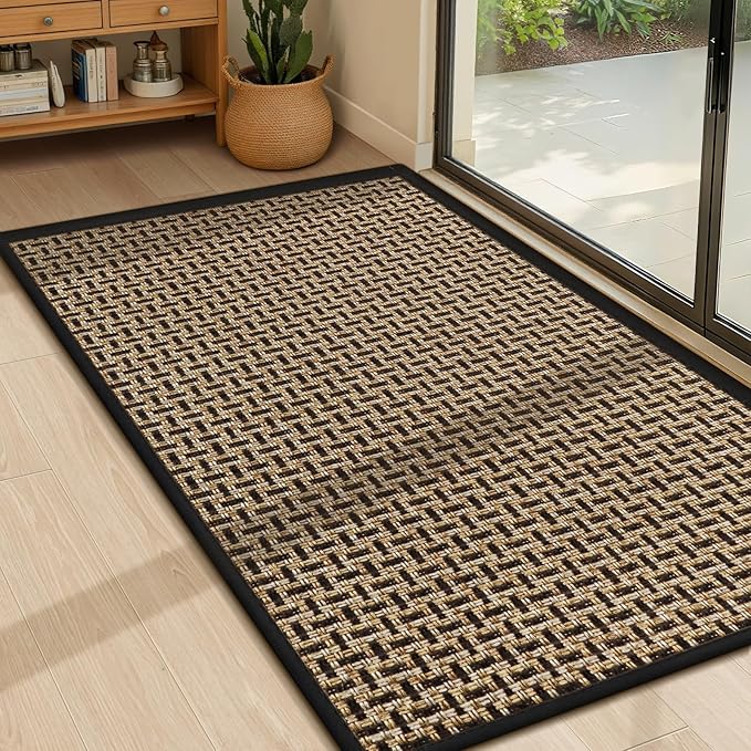 LEKEEPGO Door Mat Indoor Entrance 24"x36", Absorbent Indoor Door Mat, Non Slip Rubber Backing Inside Door Mats, Washable Floor Mat, Low-Profile Doormat for Front Door, Entryway, Entrance, Black-Ruum Studio Home