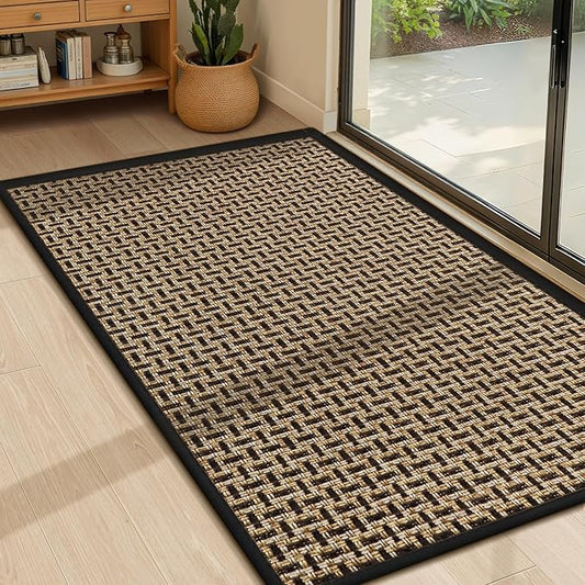 LEKEEPGO Door Mat Indoor Entrance 24"x36", Absorbent Indoor Door Mat, Non Slip Rubber Backing Inside Door Mats, Washable Floor Mat, Low-Profile Doormat for Front Door, Entryway, Entrance, Black-Ruum Studio Home