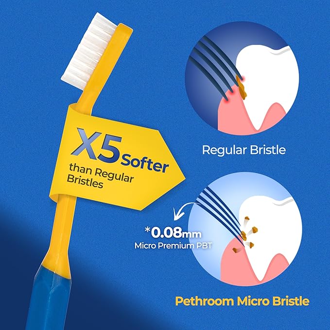 PETHROOM] Pet Toothbrush | Dogs and Cats Teeth Brushing Cleaning Tooth Care | Soft Bristle Cleaning Toothbrush for Dog Puppy Cat, Removing Old Plaque and Tartar (Medium)-Ruum Studio Home