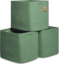 NaturalCozy 13x15x13 Kallax Storage Cubes Bins, 3 Pack | Cotton Rope Cube Storage Bin Woven Baskets for Organizing | Kallax Insert Storage Baskets for Shelves Organizer, Kids Toy, Closet Baby Nursery-Ruum Studio Home