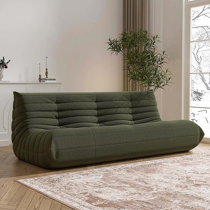 Big Bean Bag Chairs for Adults, 3 Seater Large Floor Sofa (Green)-Ruum Studio Home