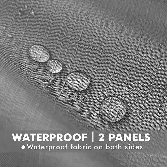 HolidayIdeas 4 Panels Linen Outdoor Curtains for Patio Waterproof Curtains 54" Wide x 84" Long-Indoor/Outdoor Light Grey Curtains Waterproof, Privacy for Pergola, Porch, Gazebo, Backyard, Sunroom-Ruum Studio Home