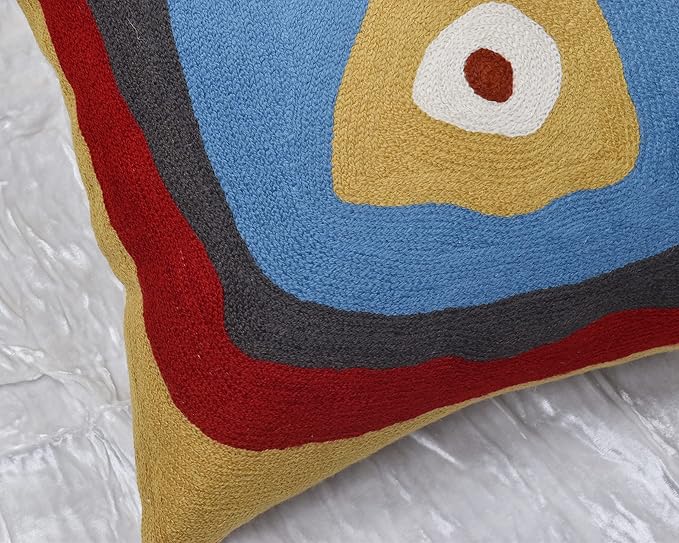 Kandinsky Modern Pillow Cover - Ruby Abstract Pillowcase Farmhouse Chair Contemporary Cushion Outdoor Pillowsham Mid Century Handmade Wool Size 18x18-Ruum Studio Home