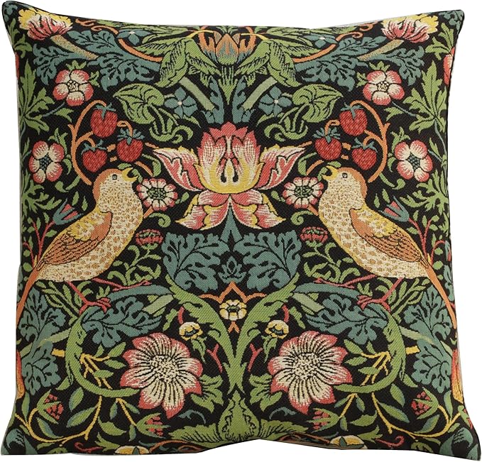 Charlotte Home Furnishings Throw Pillow Covers, Decorative Boho Pillow Covers for Couch, Living Room, Black Strawberry Square Cushion Cases 18x18 in, European Cotton Jacquard Woven, Cozy Bedroom Decor-Ruum Studio Home