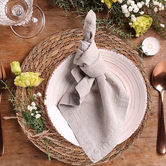 Defined Deco Woven Placemats Set of 10,12" Round Rattan Placemats,Natural Hand-Woven Water Hyacinth Placemats,Farmhouse Weave Place Mats,Rustic Braided Wicker Table Mats for Dining Table,Home,Wedding.-Ruum Studio Home