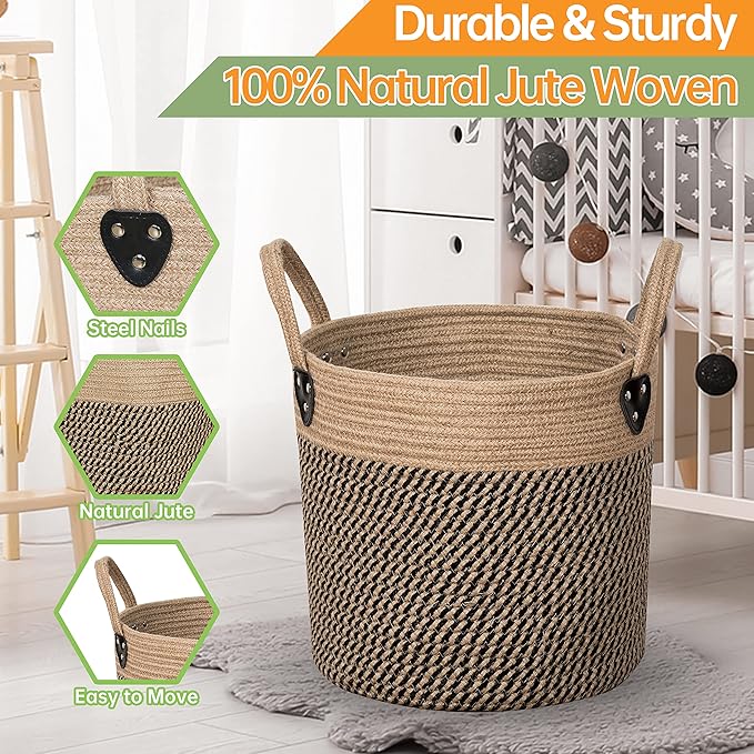 Jute Rope Basket - 12"x12" Woven Plant Pot Cover, Boho Indoor/Outdoor Multifunctional Storage-Ruum Studio Home