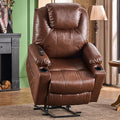 SALOHZA Power Lift Recliner Chair for Elderly with Massage and Heat for Living Room, Electric Recliner Chair for Adults with USB/Type C Port/Cup Holders, PU Faux Leather, Dark Brown-Ruum Studio Home