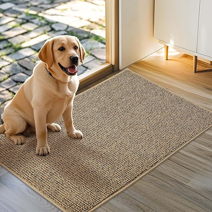 JSEI Dirt Trapper Door Mat 24"x36" Non-Slip Washable Entrance Mat, Dog Doormats, Absorbent & Fade-Resistant Floor Mats, Low Profile Welcome Mats for Entryway, Front Door, and Inside Entrance, Beige-Ruum Studio Home