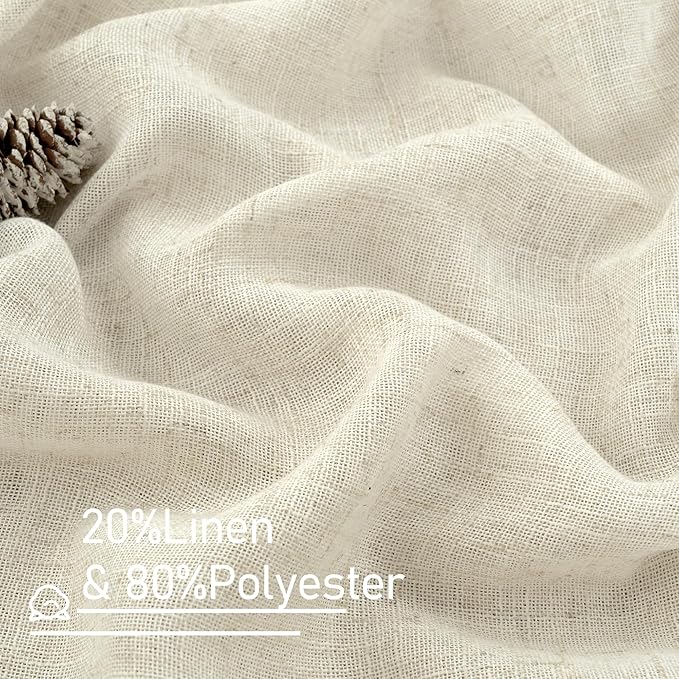 LAMIT Natural Cream Ivory Long Linen Curtains for Living Room, 108 inches Long Bronze Grommet Light Filtering Window Textured Neutral Sheer Drapes for Bedroom Farmhouse, 2 Panels, 52 x 108 Inch-Ruum Studio Home