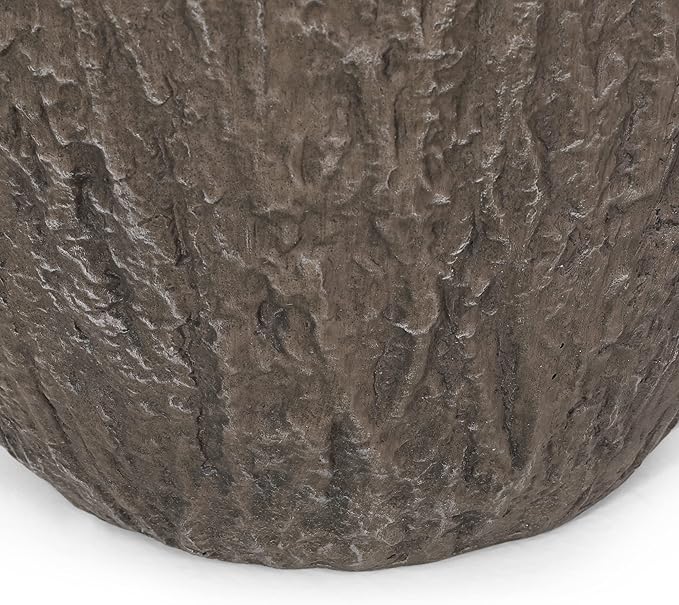 Christopher Knight Home Jorine Lightweight Concrete Planter, Cast Stone Plant Pot, Large Garden Urn, Patio Texture Finish Flower Pot for Balcony Backyard Poolside, No Assembly Needed, 27" H Brown-Ruum Studio Home