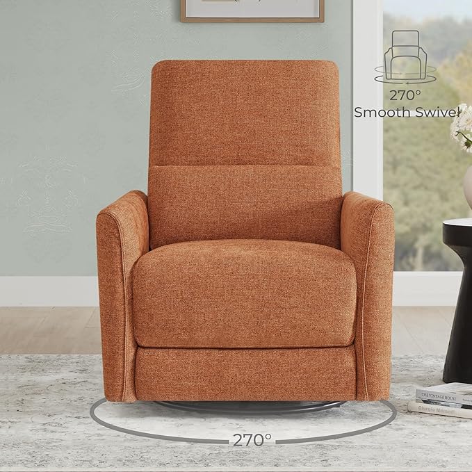 CHITA Power Recliner Chair Swivel Glider, FSC Certified Fabric Living Room Nursery Reclining Sofa Chair with Lumbar Support,Terracotta-Ruum Studio Home