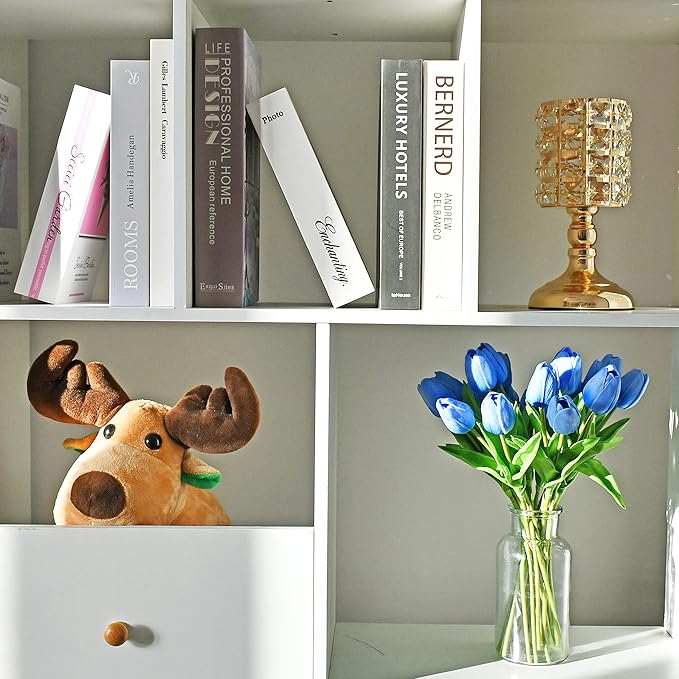 Mandy's Artificial Tulips 20 Stems Light Blue PU Faux Flowers for Wedding Home Decor 13.5 Inch-Ruum Studio Home