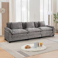 URRED Modular Sectional Sofa Comfy Cloud Couch, Modern Chenille Sofa Sleeper Deep Seat Couches with Ottoman/Pillows for Living Room (Gray, 117'')-Ruum Studio Home