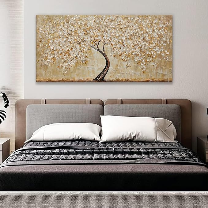 TAIJXAGSG Botanical Wall Art Gold Tree Flower Abstract Wall Decor Modern Canvas Art Wall Decor Print Abstract Paintings Pictures For Bedroom Bathroom Office Home Artwork Can Be Hung Directly 20"X 40"-Ruum Studio Home