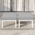 Solaste Outdoor Footstools Patio Ottoman Set of 2, Aluminum All-Weather Outdoor Footrest Seat with Removable Cushions, Patio Furniture Ottomans for Garden, Backyard, Poolside-White-Ruum Studio Home