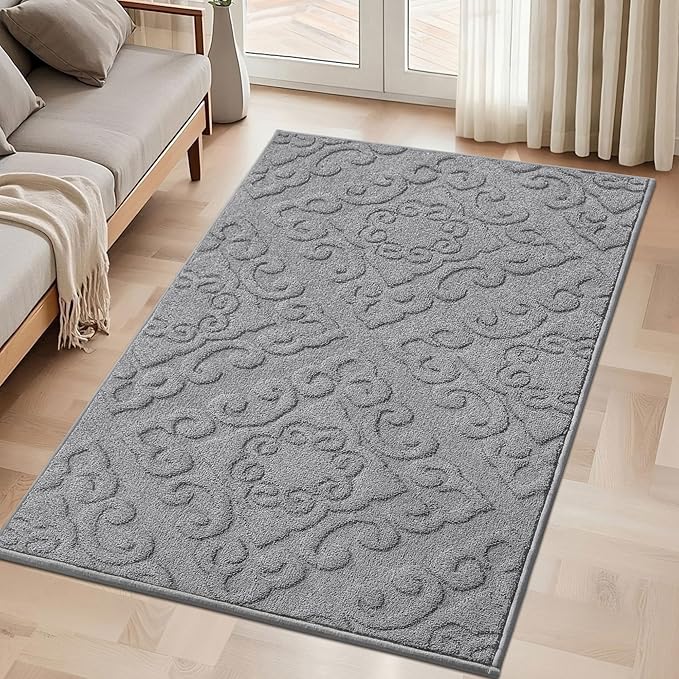 COSY HOMEER-Door-Mat-Non-Slip-Entryway-Rug 36”x60” Absorbent Welcome Mats Washable Dirt Trapper Door Mat Entrance Floor Mats for Front Back Doormats and Wet Shoes,Grey-Ruum Studio Home