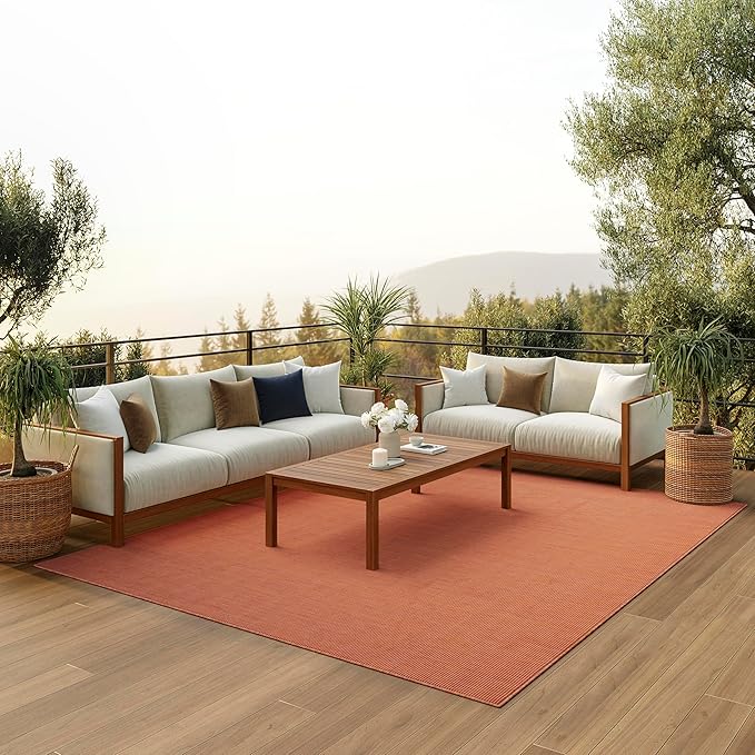 Nourison Home Positano Indoor/Outdoor Terracotta 10' x 14' Area Rug, Easy Cleaning, Non Shedding, Bed Room, Living Room, Dining Room, Backyard, Deck, Patio (10x14)-Ruum Studio Home