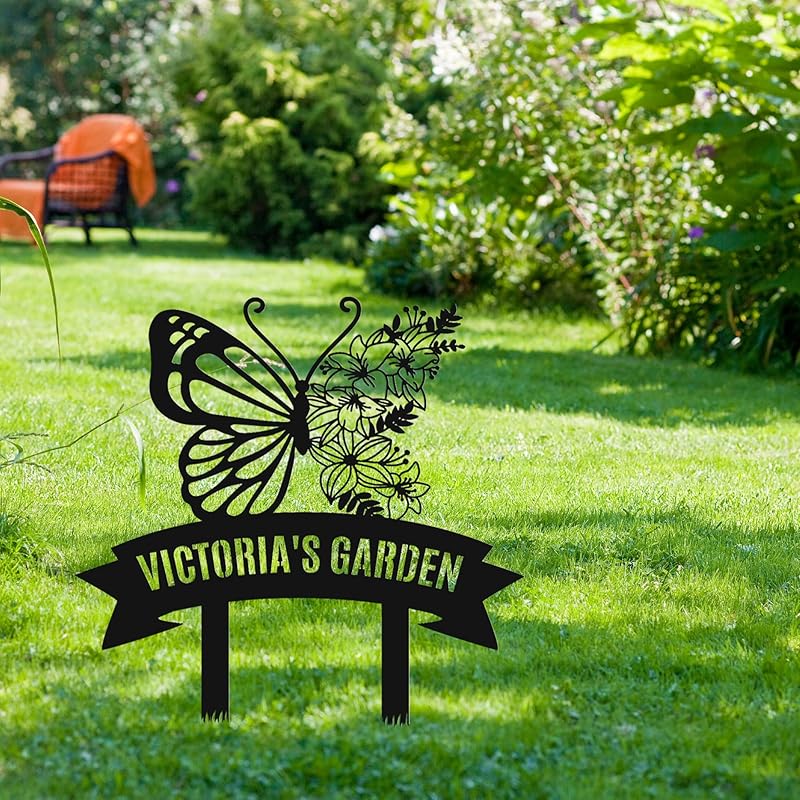 Personalized Metal Garden Sign with Stake, Custom Garden Decor for Outdoor, Custom Family Name Sign, Patio Decorations, Lawn Art, Farmhouse Decorative, Housewarming Gift (CstmDesign7)-Ruum Studio Home