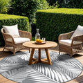 GENIMO Outdoor Rug 10' Round Waterproof for Patios Clearance, Reversible Outdoor Plastic Straw Camping Rug Carpet, Large Area Rugs Mats for RV, Camper, Deck, Balcony, Porch, Beach, Picnic, Grey&White-Ruum Studio Home