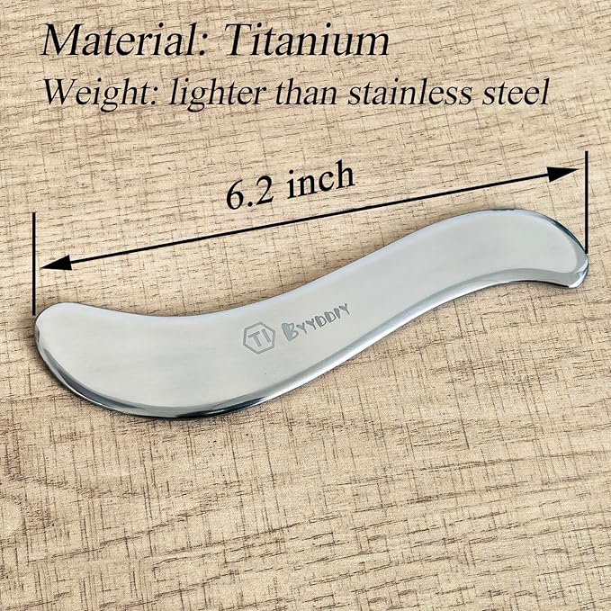 BYYDDIY 6.3 inch Hypoallergenic Titanium Gua Sha Muscle Scraper Tool,Muscle Scraping Tool (S-TI)-Ruum Studio Home