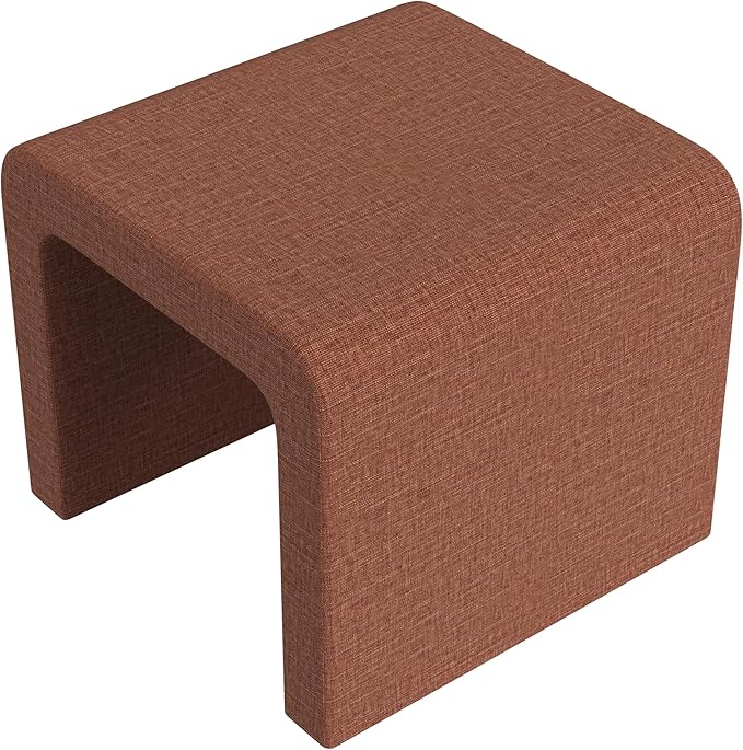 Modern Channel Rust Chenille Foot Stools Ottoman Home Décor, Soft Ottoman Foot Rest Chair for Bedroom and Living Room, Vanity Chair and Stool in Dressing Area, and Lounge (Rust Chenille)-Ruum Studio Home
