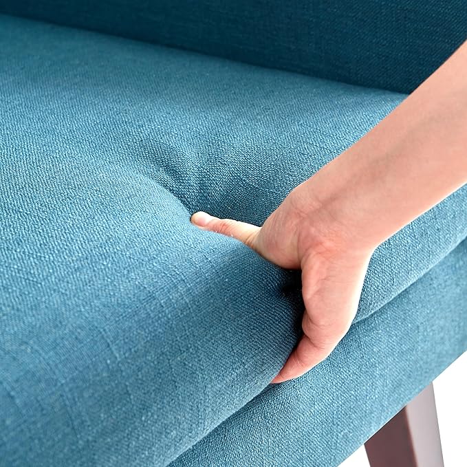 HUIMO Button-Tufted Accent Chairs Set of 2,Upholstered Reading Living Room Chair,Mid Century Modern Chair with Linen Fabric, Club Chair,Comfy Arm Chairs for Living Room,Bedroom,Lake Blue-Ruum Studio Home
