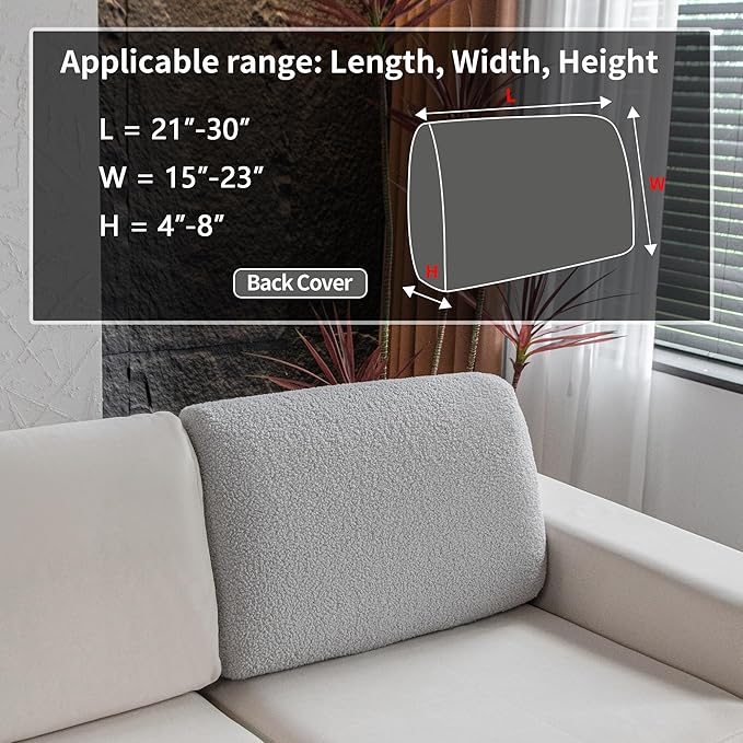 Couch Cushion Covers for Sectional Sofa, Stretch Soft Sofa Slipcovers Washable Wear-Resistant Universal Furniture Protector for Living Room(1 Piece Back Couch Cover, Light Gray)-Ruum Studio Home