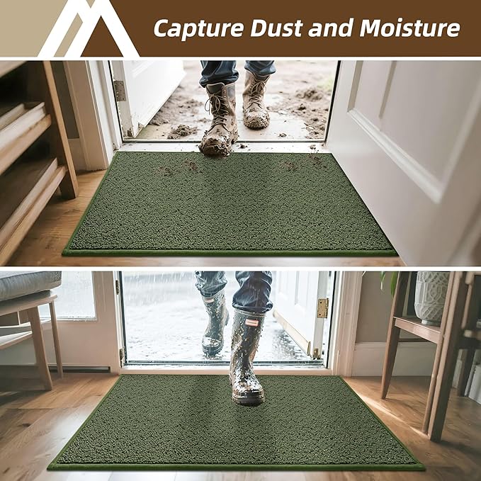 COSY HOMEER-Door-Mat 24"x36" Non Slip Absorbent Entryway Rugs Dirt Trapper Doormats Washable Entrance Mats Low Pile Welcome Floor Mat for Front Back Door and Entry Mats,Green-Ruum Studio Home