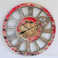 The Gears Clock 36'' Inch Real Moving Gear Wall Clock Vintage Industrial Oversized Rustic Farmhouse (Red Lava)-Ruum Studio Home