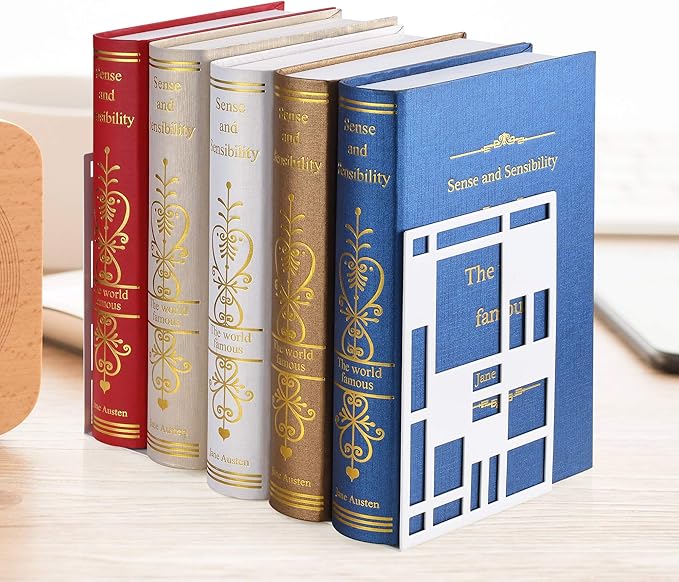 Book Ends, Bookends, Book Ends for Shelves, Bookends for Heavy Books, Book Divider Decorative Holder, Metal Heavy Duty Bookend White 1 Pair, Abstract Art Desgin Book Stopper Supports for Office, Home-Ruum Studio Home