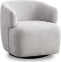 Swivel Accent Chair, Chenille Barrel Chair for Living Room, Cozy Round Boucle Arm Chair, Metal Base for Club Nursery Bedroom, Light Grey-Ruum Studio Home