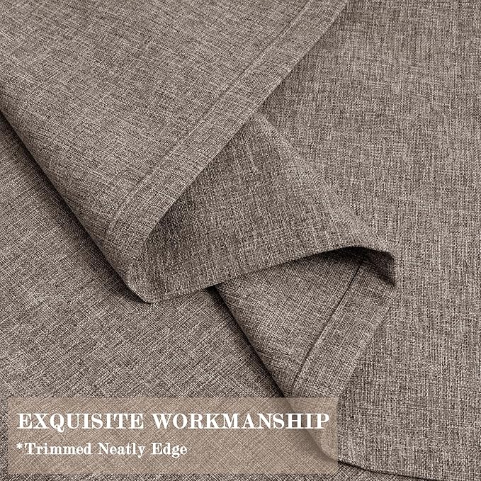 100% Blackout Linen Textured Drapes for Bedroom Pinch Pleated Curtains for Track System Portable Drapery for Sliding Glass Door/Storage/Space Room Divider, 70" Wx84 L, 1 PC, Light Coffee-Ruum Studio Home