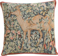 Charlotte Home Furnishings Decorative Tapestry Pillow Cover 14x14 in, Green Two Does Couch Throw Pillow Cover, French Country Square Cushion Cases for Bed Room Home Decor, Soft Cotton Jacquard Woven-Ruum Studio Home