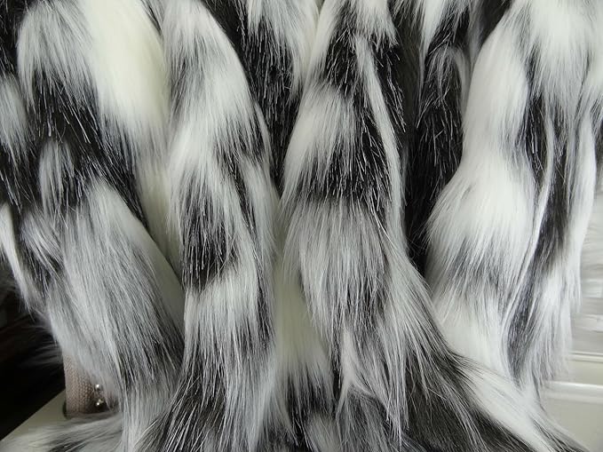 Gray Black White Faux Fur Oversized Blanket and Bedspread - Tibet Fox Fur - Gray Black White Luxury Faux Fur - Soft Faux Fur Blankets, Bedspreads and Throws, Handmade in USA, 16438-Ruum Studio Home