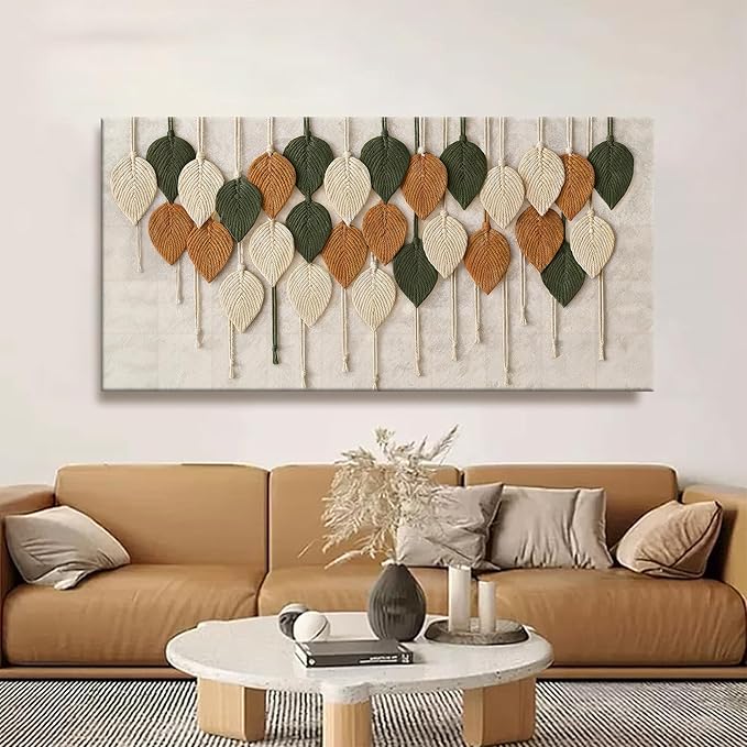Tsomzxng Large Boho Wall Art For Living Room Modern Wall Art Print Paintings Multicolor Leaves Feather Canvas Wall Art Decor Picture For Bedroom Apartment Kitchen Home Wall Decor 29" W X 58" L-Ruum Studio Home