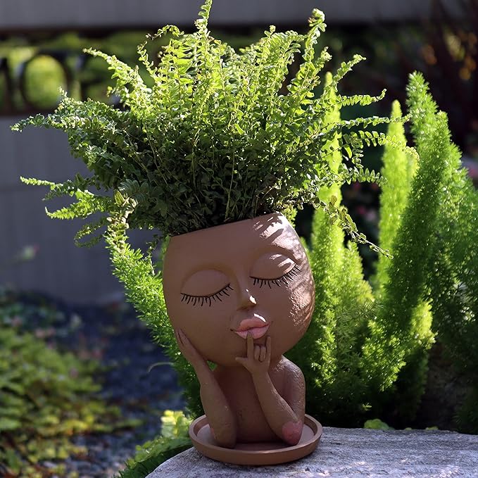 Face Flower Pots Head Planter, Cute Resin Planters for Indoor Outdoor Plants, Macetas para Plantas Funny Head Plant Pot-Ruum Studio Home